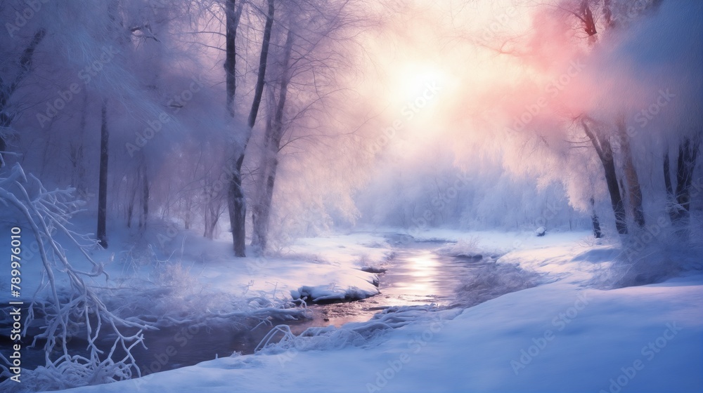 beautiful winter landscape, snow covered forest at sunset, sunlight and beautiful nature beautiful winter landscape, snow covered forest at sunset, sunlight and beautiful nature