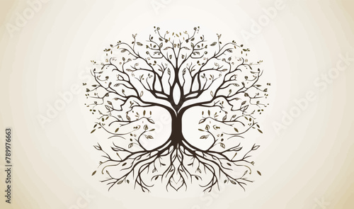 Tree of life with leaves concepts, vector illustration of a colorful tree with roots