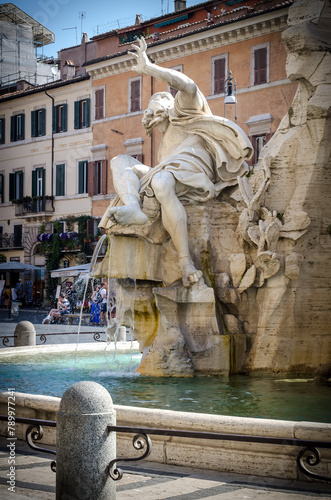 Rome Italy fountain four rivers in Piazza Navona