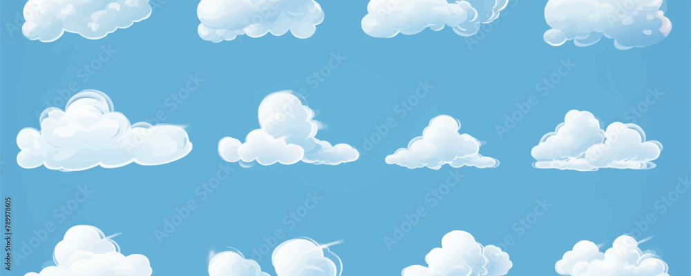 Cloud. Abstract white cloudy set isolated on blue background. Vector illustration Cloud. Abstract white cloudy set isolated on blue background. Vector illustration
