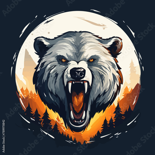 Wild Bear Vector Logo Illustration.