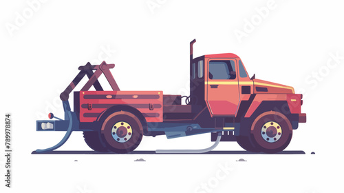 Wrecker is transporting a car. Vector flat style 