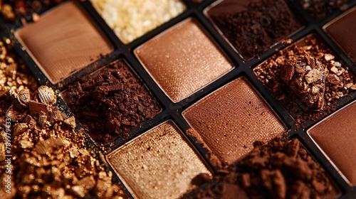  a dessert-themed eye shadow palette with warm terracottas, creamy caramels, and rich chocolate browns. Highlight the deliciously pigmented and blendable shades photo