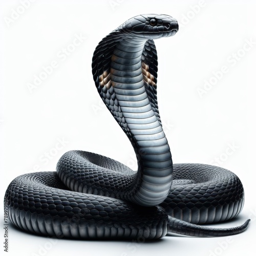 Image of isolated cobra against pure white background, ideal for presentations 