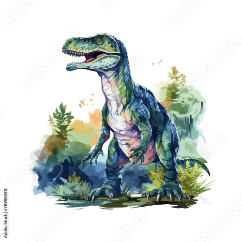 Dinosaur, watercolor painting. vector illustration of animal collection. isolated cartoon
