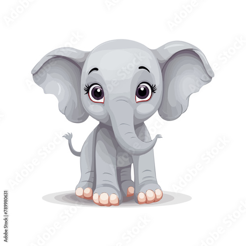 Elephant vector illustration isolated on white background. Cute elephant cartoon