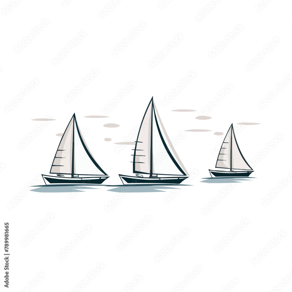Fototapeta premium Sailboat | Minimalist and Simple Line White background - Vector illustration