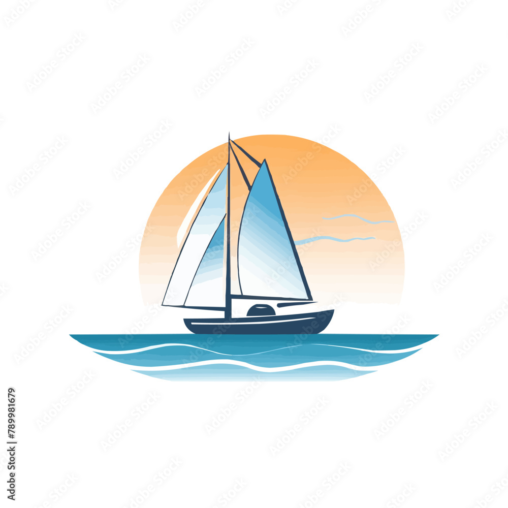 Sailboat | Minimalist and Simple Line White background - Vector illustration