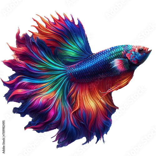 Rainbow Siamese Fighting Fish Beautiful colors, separated from the background © Napatsorn