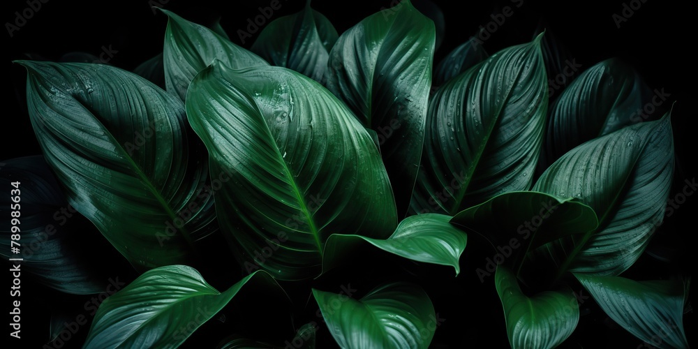 Leaves of spathiphyllum cannifolium abstract green dark texture nature background tropical leaf decorative background scene Leaves of spathiphyllum cannifolium abstract green dark texture nature background tropical leaf decorative background scene