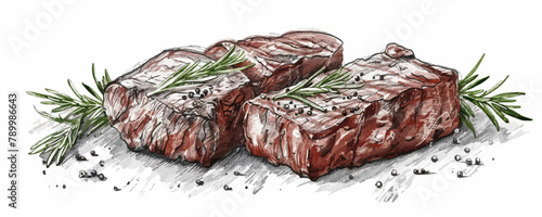 Steak beef hand drawn sketch Latin American food Restaurant business concept.Vector illustration