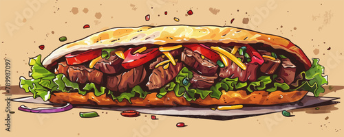 Donner kebab. vector simple illustration