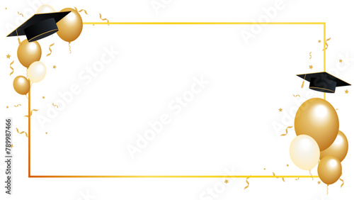 Congratulations graduation ornament on transparent background. Ornaments for high school or college graduates. Frame celebrating the achievements of school, college and university graduates.