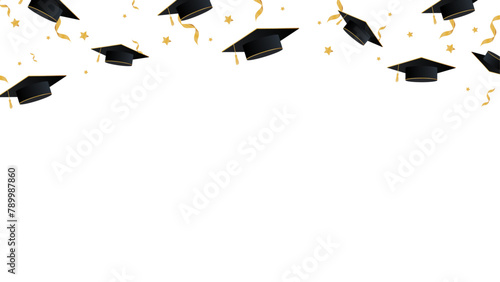 Congratulations graduation ornament on transparent background. Ornaments for high school or college graduates. Frame celebrating the achievements of school, college and university graduates.