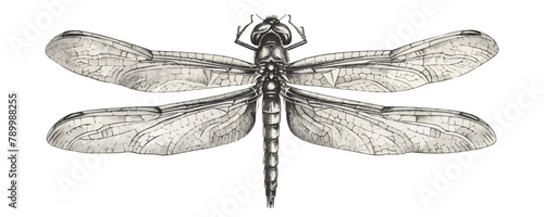 Dragonfly insect hand drawn engraving sketch. vector simple illustration