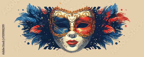 Carnival mask venetian retro. vector simple illustration