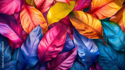 Abstract leaves create a unique wallpaper, a design that showcases natural colors. Colorful plant texture, a background that represents flora.