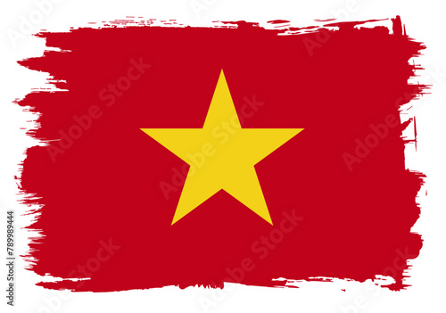 Vietnam flag with paint brush strokes grunge texture design. Grunge brush stroke effect