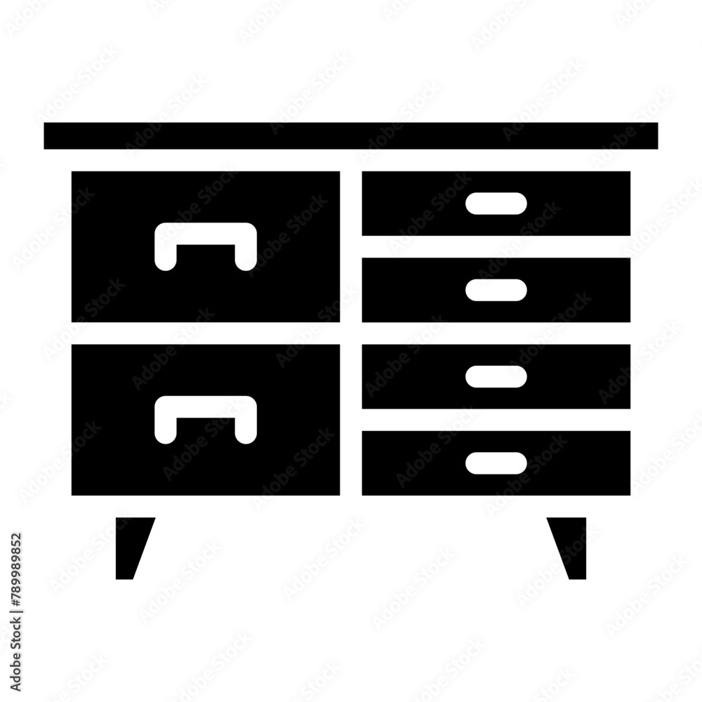 A cabinet desk, drawer table icon A cabinet desk, drawer table icon