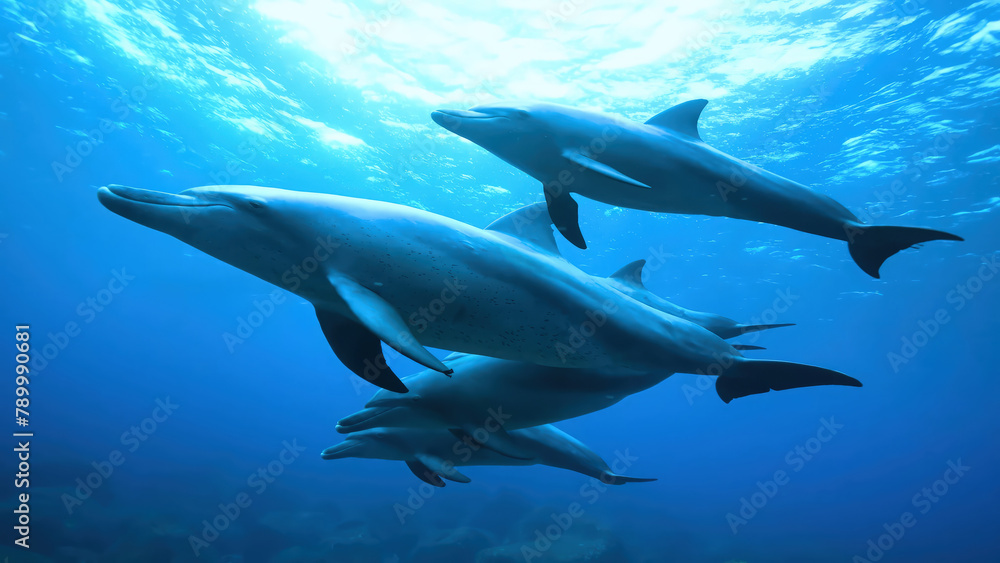 dolphins swimming in the water