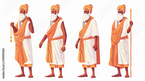 Indian guru wearing turban and traditional clothes ho