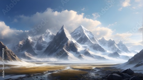 Gorgeous scenery with towering mountain peaks that are ripped out