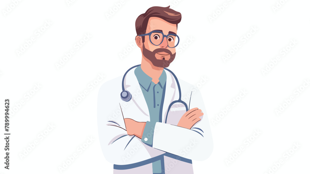 Male doctor isolated. Vector flat style illustration.