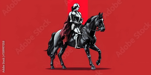 knight girl, medieval illustration, desktop background © Nikita