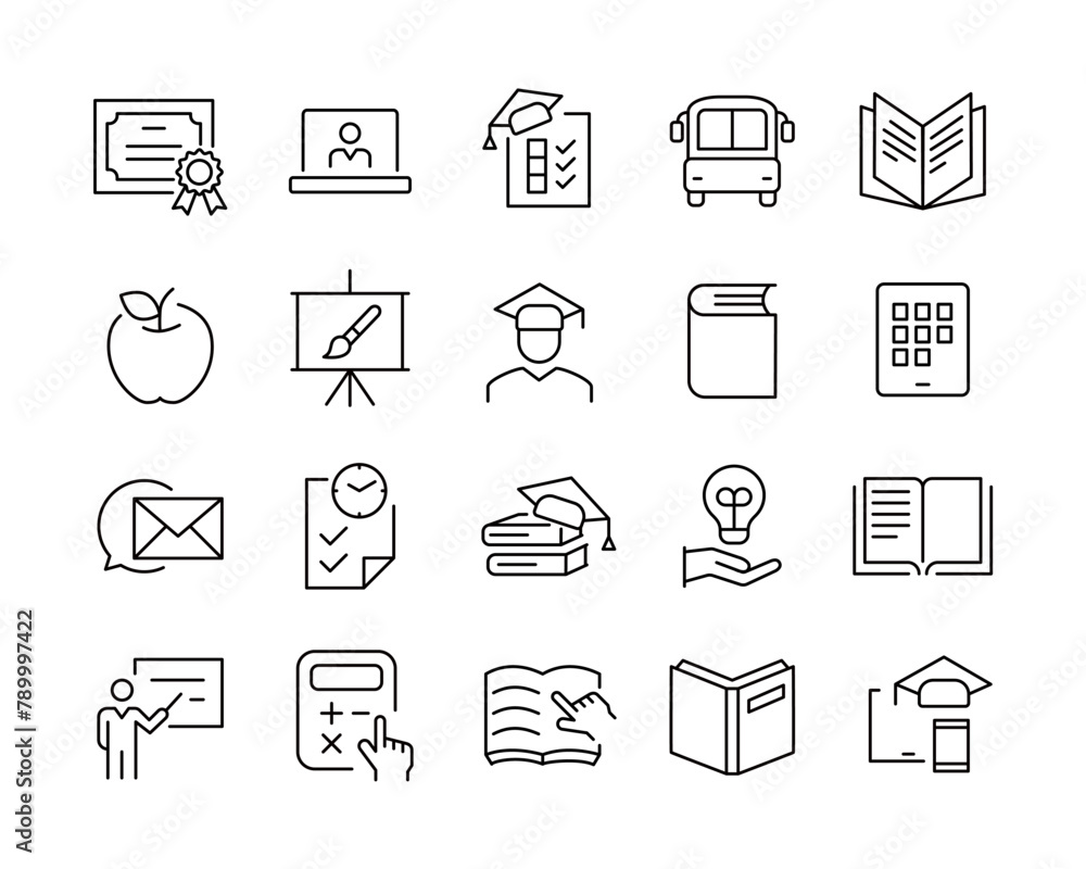 Education Icons - Vector Line. Editable Stroke Education Icons - Vector Line. Editable Stroke