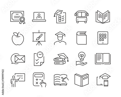 Education Icons - Vector Line. Editable Stroke