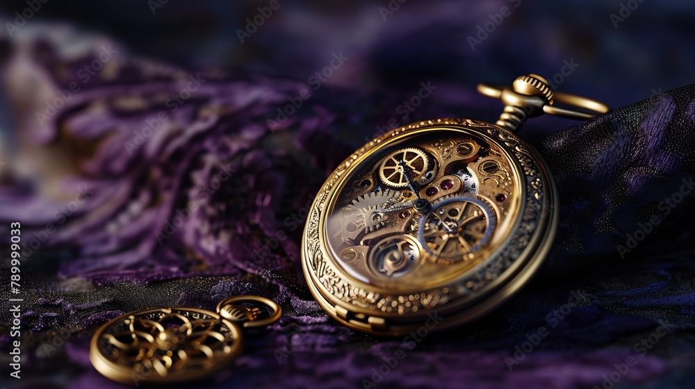 Retro Pocket Clock on Solid Purple