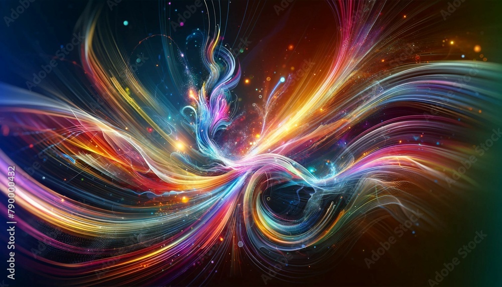 Colorful Flowing Energy Rays Background, Generative AI Colorful Flowing Energy Rays Background, Generative AI