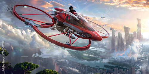 Skybound Explorer, Redefining Urban Travel with Futuristic Flying Vehicles