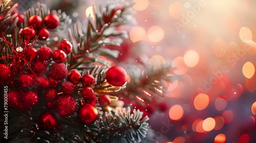 Beautiful christmas background with decor Selective focus 