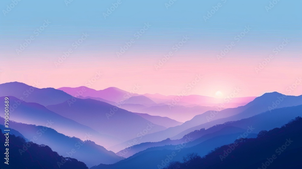 Ethereal Dawn Light Over Misty Mountains