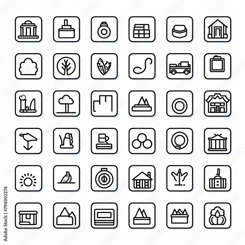 Set outline icons related to photography. Linear icon collection. Editable stroke сreated with Generative Ai Set outline icons related to photography. Linear icon collection. Editable stroke сreated with Generative Ai