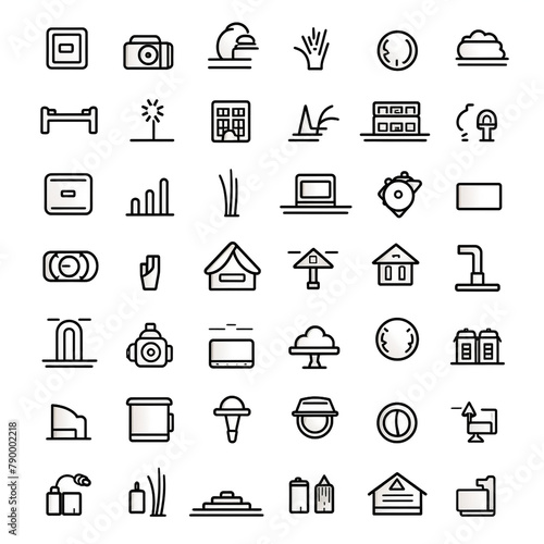 Set outline icons related to photography. Linear icon collection. Editable stroke сreated with Generative Ai