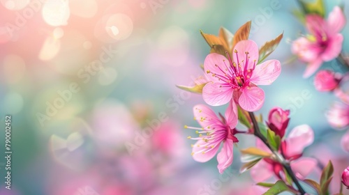Isolated pink blossom with blurred background © 2rogan