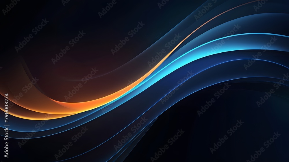 Abstract interplay of blue and orange hues against dark backdrop Abstract interplay of blue and orange hues against dark backdrop