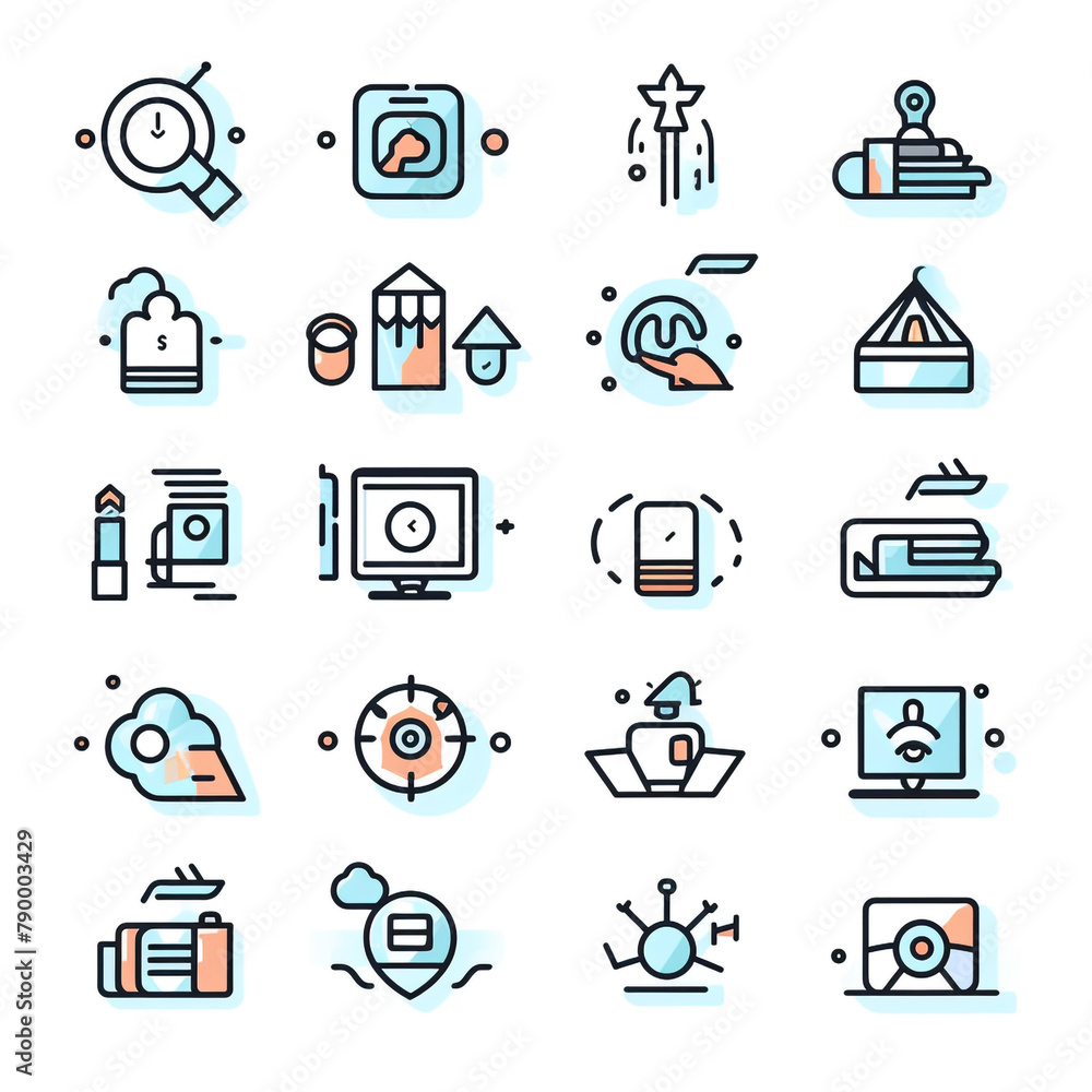 Digital Marketing set of web icons in line style. Marketing icons for web and mobile app сreated with Generative Ai Digital Marketing set of web icons in line style. Marketing icons for web and mobile app сreated with Generative Ai