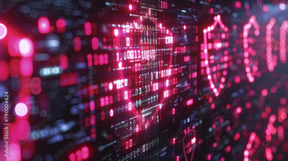 An 3D render of cloud with multiple devices connected to it, glowing elements and data visualizations on the screen An 3D render of cloud with multiple devices connected to it, glowing elements and data visualizations on the screen