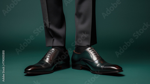 feet wearing formal shoes on isolated background
