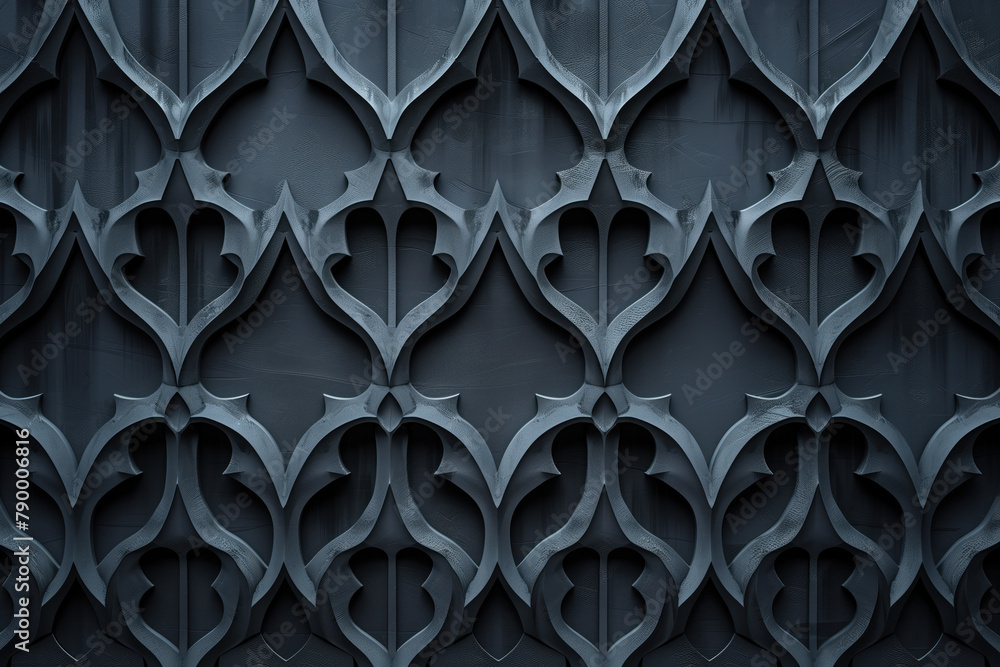 Sophisticated black classical 3d pattern. Gothic ornament. inspired by the gothic architecture. Background image. Created with Generative AI technology. Sophisticated black classical 3d pattern. Gothic ornament. inspired by the gothic architecture. Background image. Created with Generative AI technology.