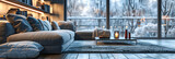 Minimalist Scandinavian Living Room with Bright Windows, Cozy Sofa and Contemporary Home Decor