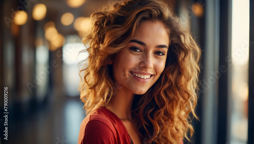 portrait of stunning young woman smiling with a beautiful bokeh background © The A.I Studio
