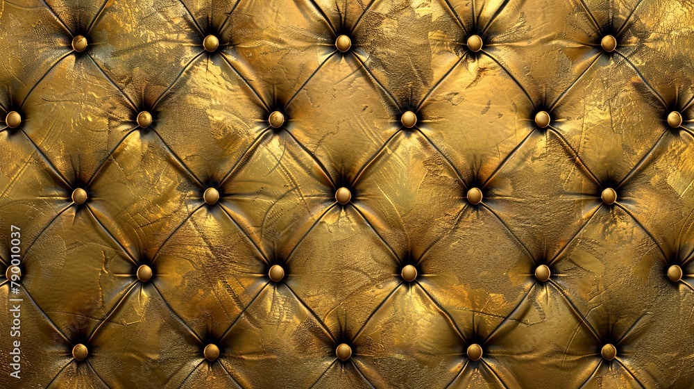 Fototapeta premium Brown leather upholstery with button pattern background
