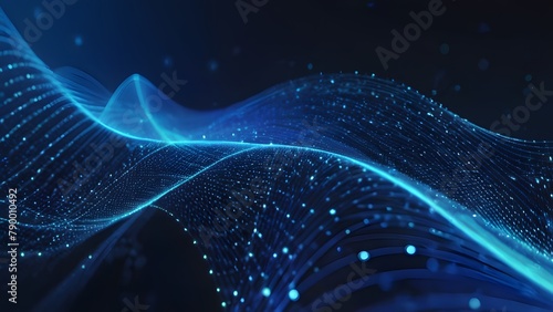 Abstract blue wave background with flowing lines and curves