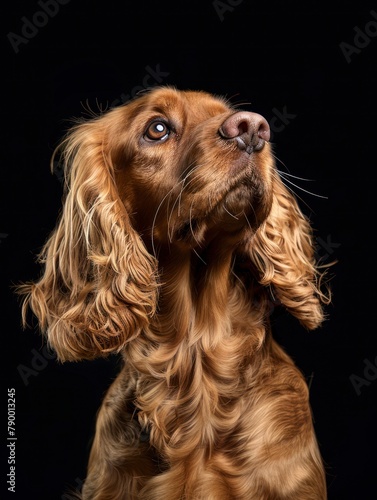Studio portrait of a dog over a black background cocker