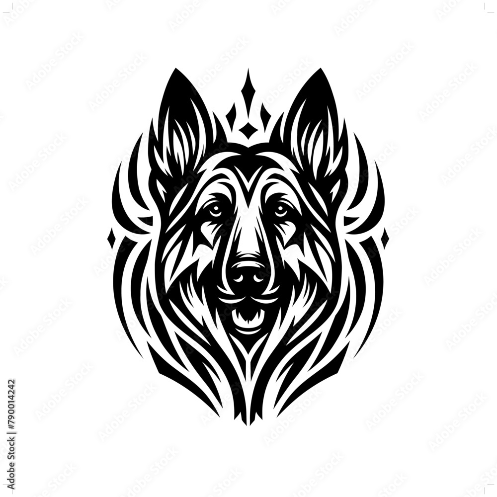 German Shepherd in modern tribal tattoo, abstract line art of animals, minimalist contour. Vector German Shepherd in modern tribal tattoo, abstract line art of animals, minimalist contour. Vector