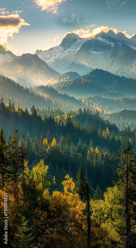Majestic Mountain Range Silhouetted at Sunset